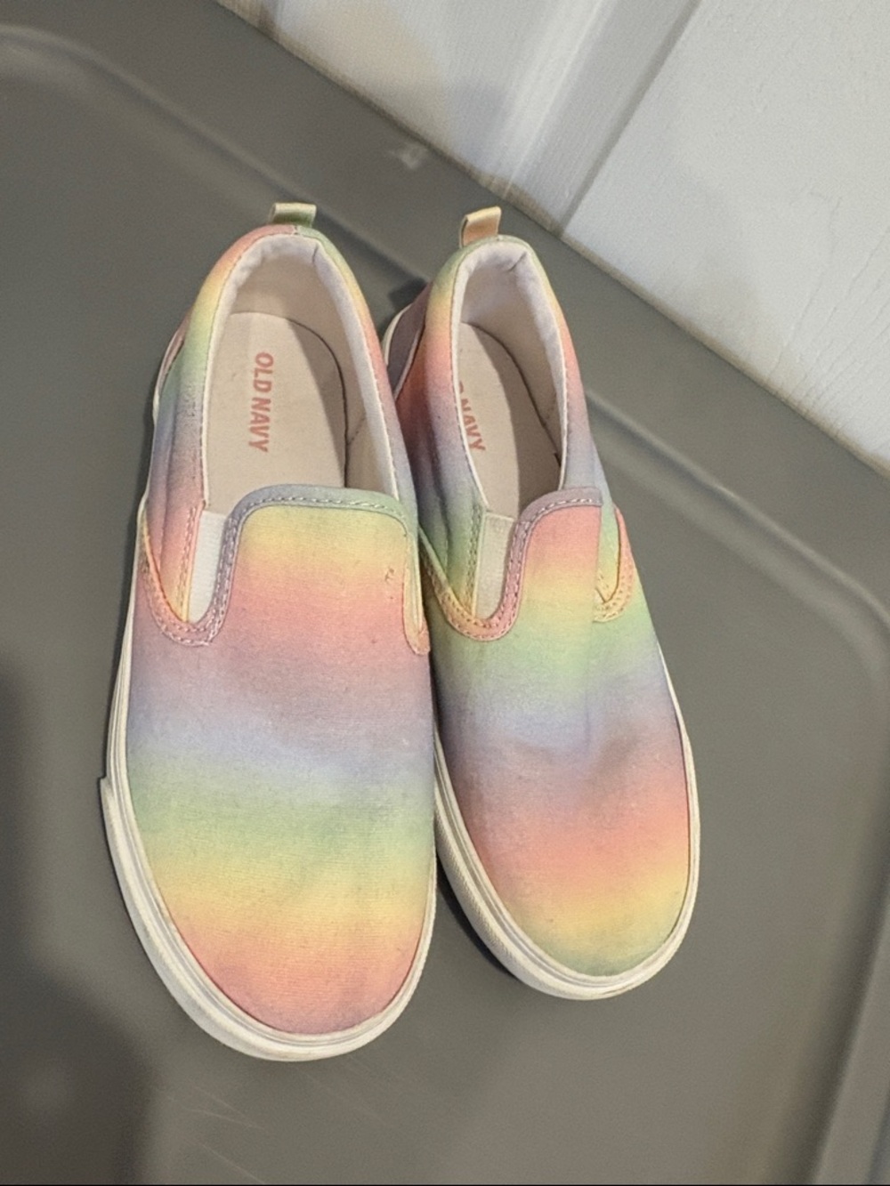 Old Navy Pastel Rainbow Canvas Slip-On Sneakers